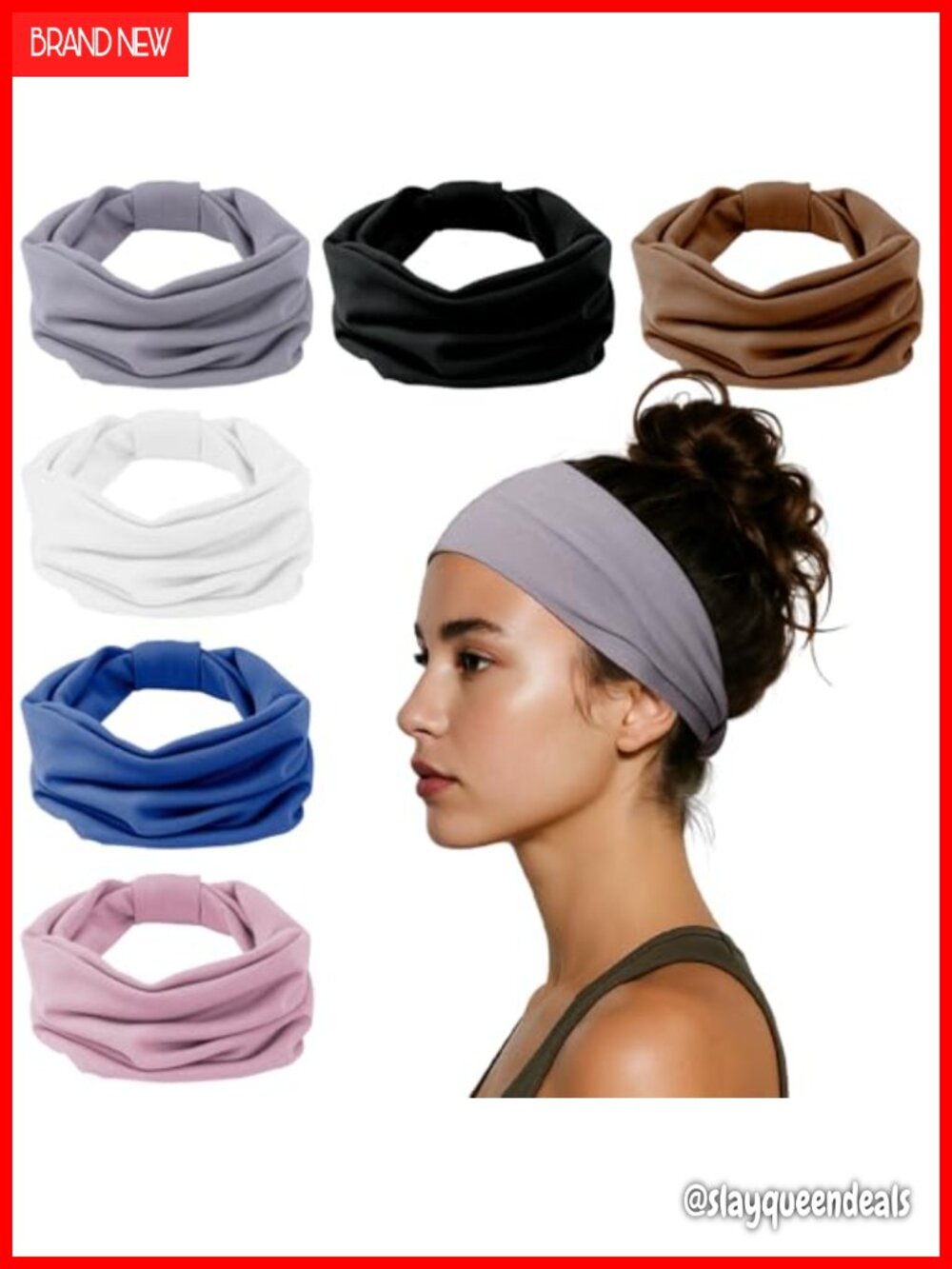 6-Pack Wide Knotted Cotton Blend Headbands Non-Slip Elastic